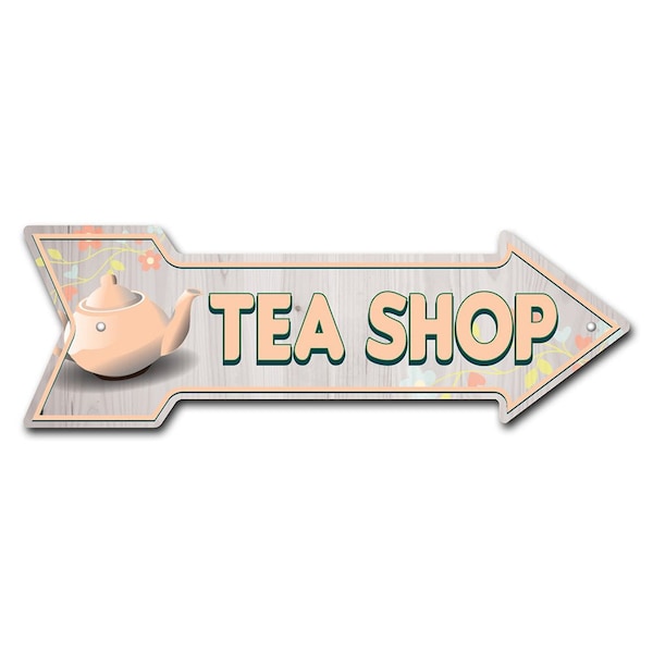 Tea Shop Arrow Sign Funny Home Decor 36in Wide
